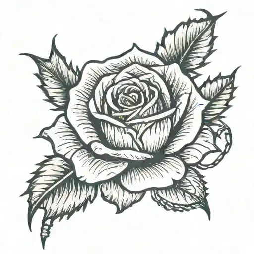 rose with barbed wire tattoo design idea