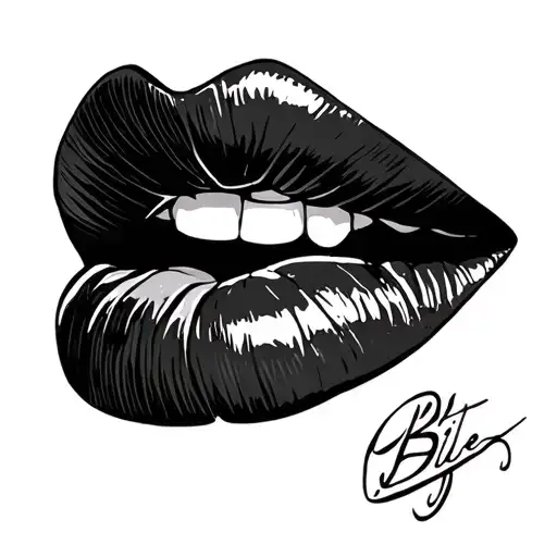 bite the bullet with lips  tattoo design idea
