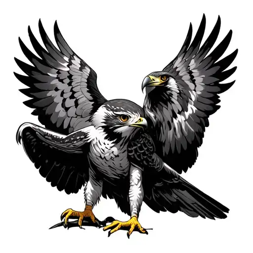 falcon spreading wins looking towards you tattoo design idea