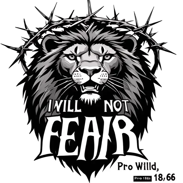 "I will not fear. Pro 118:6" "I will not fear. Pro 118:6" lion with crown of thorns tattoo design idea