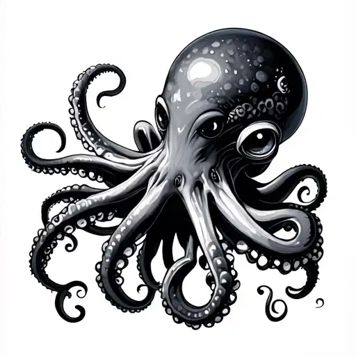 Space Octopus in Gothic style tattoo design idea