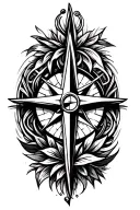 Christian cross, compass, Puerto Rican tribal patterns, Puerto Rican national flower, military  tattoo design idea