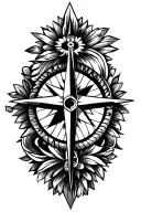 Christian cross, compass, Puerto Rican tribal patterns, Puerto Rican national flower, military  tattoo design idea
