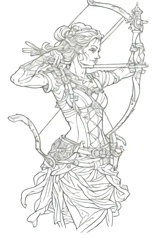 artemis shooting a bow tattoo design idea