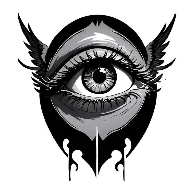 eye with wings tattoo design idea