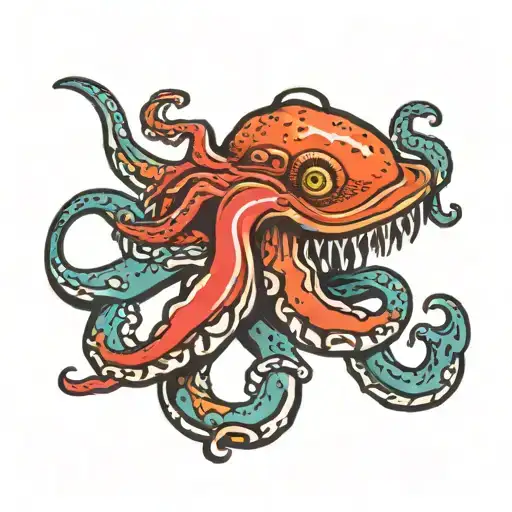 ocotopus cooking colored tattoo design idea