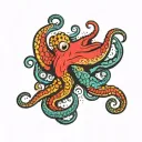 ocotopus cooking colored tattoo design idea