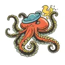 ocotopus cooking colored tattoo design idea