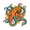 ocotopus cooking colored tattoo design idea