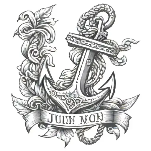 anchor with name juan tattoo design idea