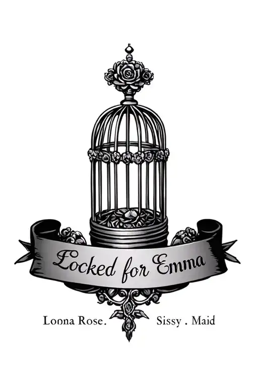 "Fiona Rose. Locked for Emma" chastity cage sissy maid  tattoo design idea