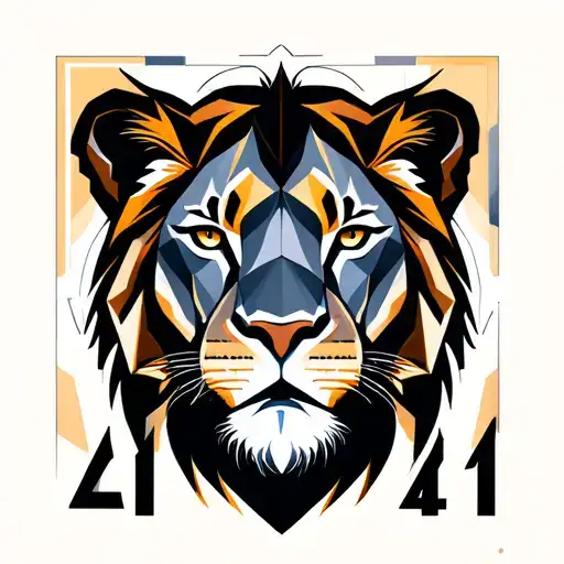 number 41 with lioness face  tattoo design idea