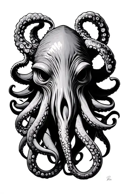 cthulhu with tentacles tattoo design idea