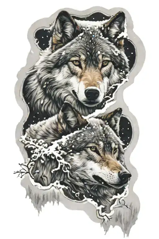 wolf snow tattoo design idea