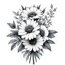 august September March birth flower bouquet tattoo design idea