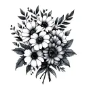 august September March birth flower bouquet tattoo design idea