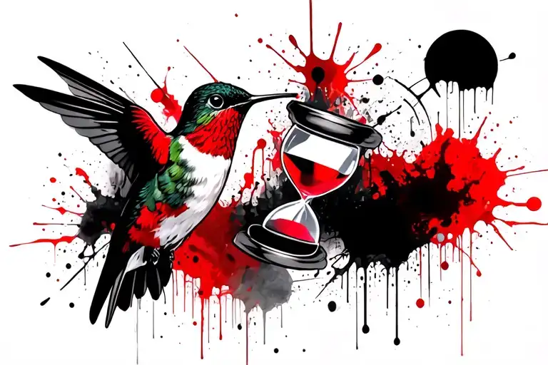 hummingbird and hourglass tattoo design idea