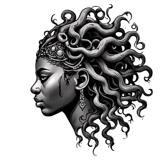 African Medusa tattoo design idea