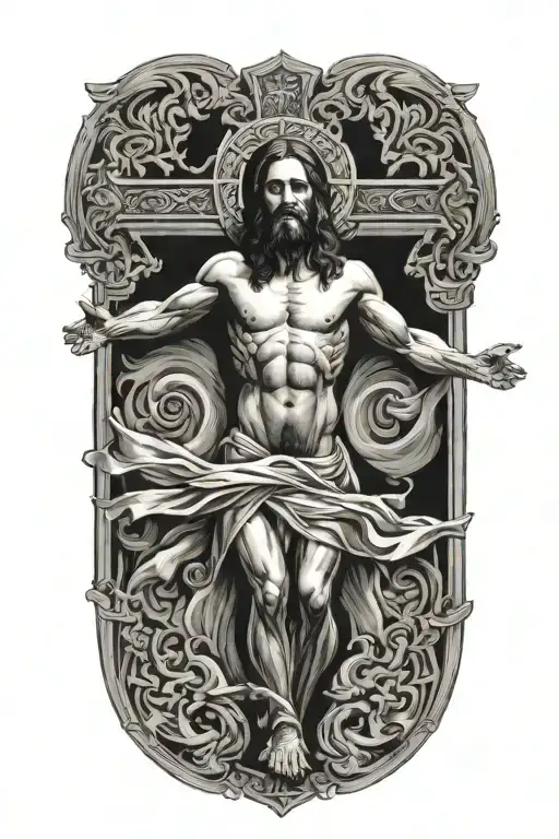 Jesus cross surrounded tattoo design idea