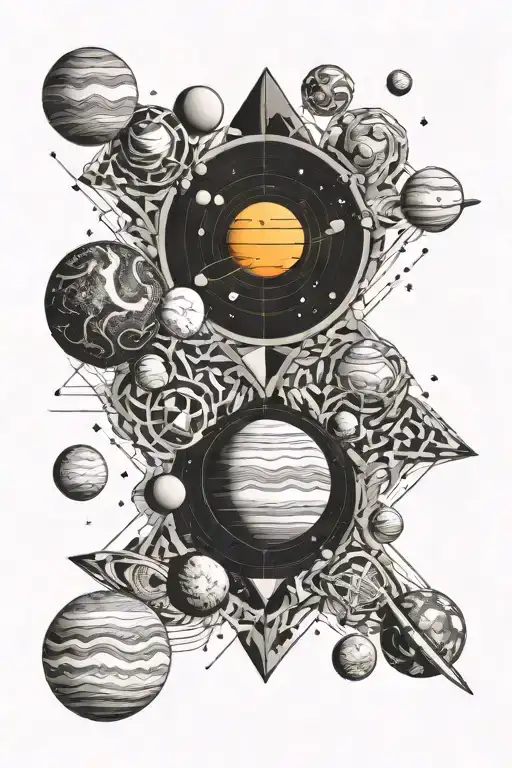 a vertical tattoo of all the planets on the solar system one on top of the other tattoo design idea