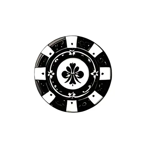 poker chip, bowling pins in the center tattoo design idea
