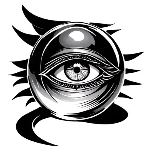 Crystal ball with Horus eye tattoo design idea