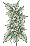 floral and cannabis leaves falling tattoo design idea