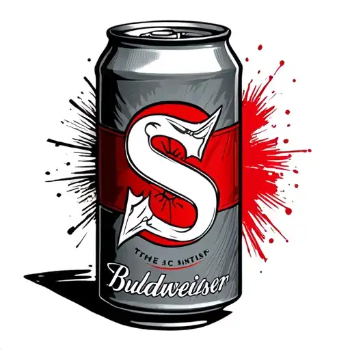 Budweiser can with the initial S somewhere  tattoo design idea