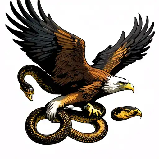 eagle fighting a snake tattoo design idea