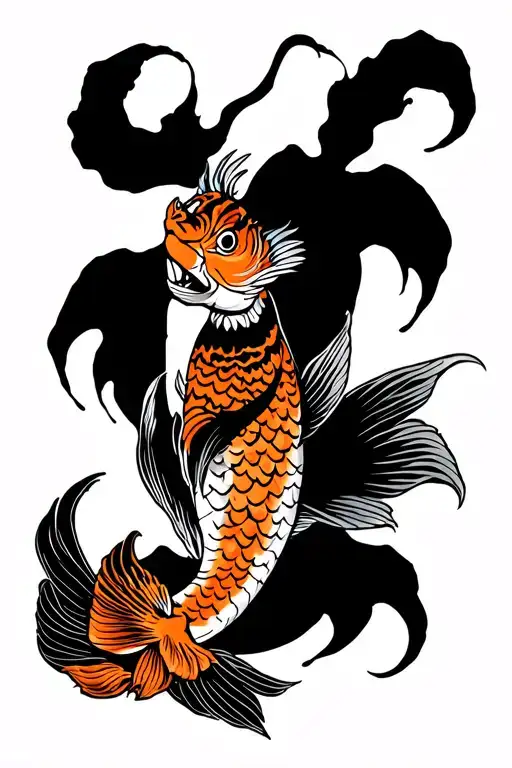 tiger fish with Scorpio tail tattoo design idea