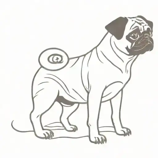 pug dog with name tattoo design idea