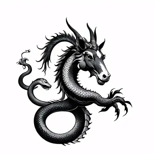 Chinese dragon, horse, goat, rat & snake tattoo design idea