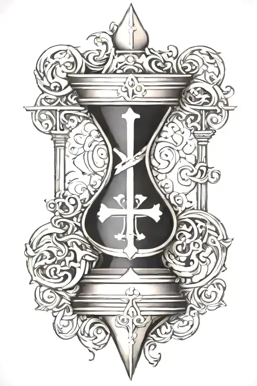 hourglass, knights templar cross intertwined tattoo design idea