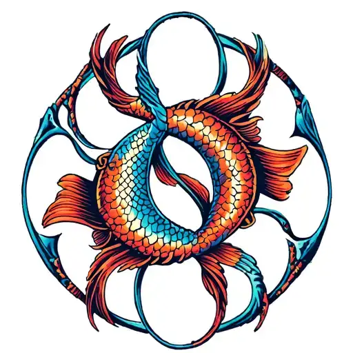 cancer and Pisces symbol intertwined tattoo design idea