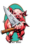Butcher Knife With Pig On It tattoo design idea
