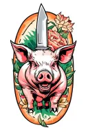 Butcher Knife With Pig On It tattoo design idea