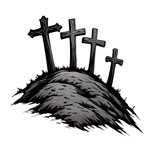 3 Crosses On Hill tattoo design idea