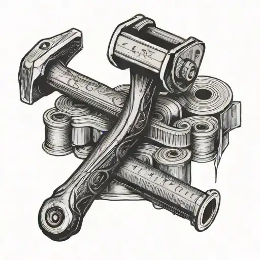 carpenter hammer and tape measure tattoo design idea