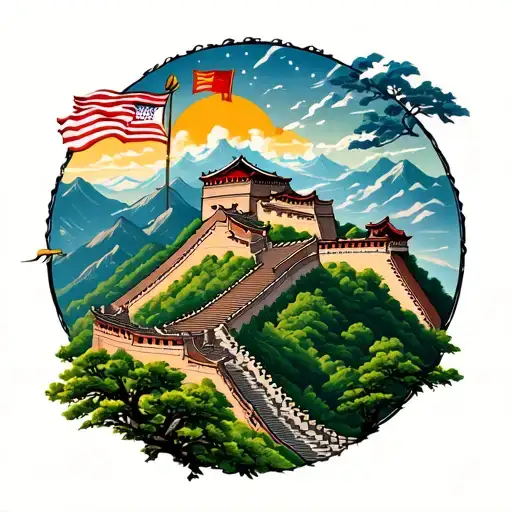 Great Wall traveling arround the world tattoo design idea