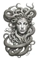 medusa face with snakes intertwined tattoo design idea