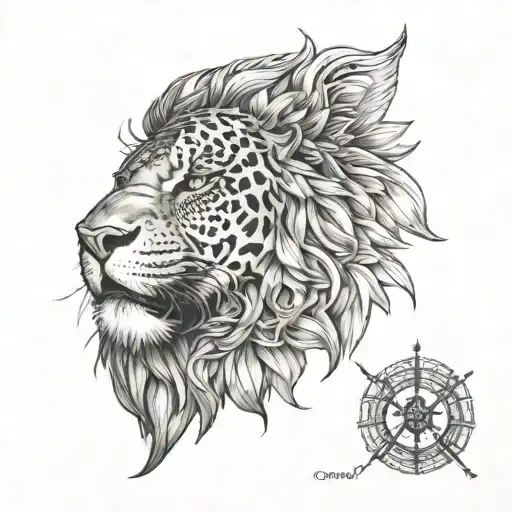 strength courage and leadership combined tattoo design idea