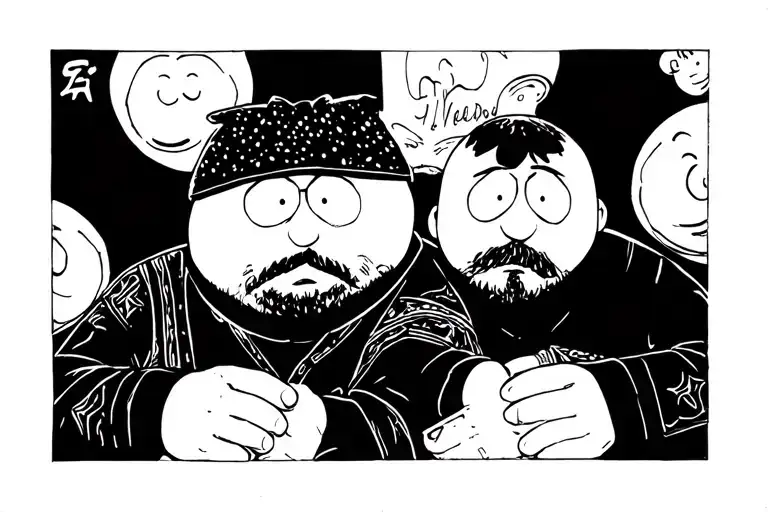 Eric Cartman Stan march with a jamb in many wisdom tattoo design idea