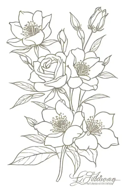 february june july august october birth flower bouquet tattoo design idea