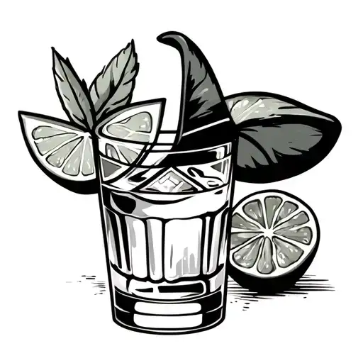 tequila shot with lime Chicano style  tattoo design idea