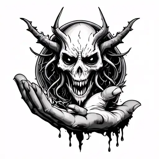fear no evil on hand tattoo design idea