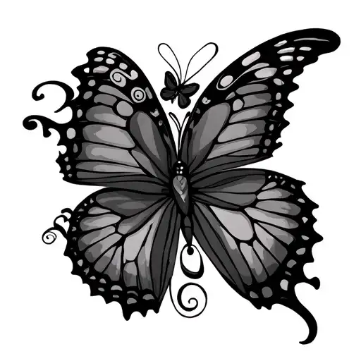 up the back butterflies with tribal tattoo design idea