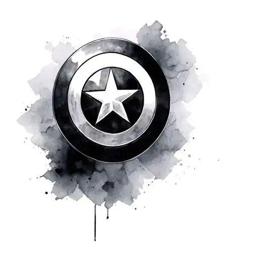 Captain America shield with hexagon background black tattoo design idea