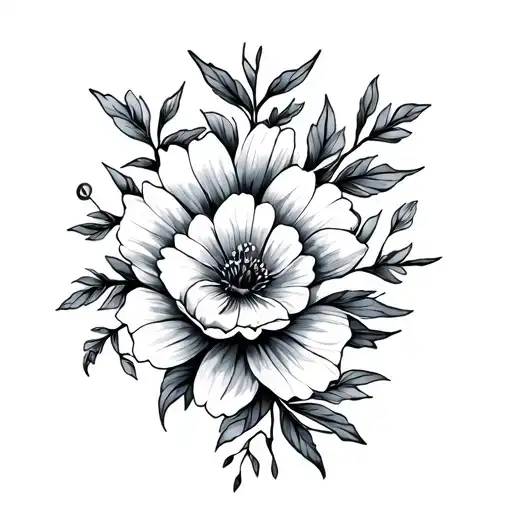 adoption symbol mixed with August birth flowers tattoo design idea