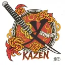 kaizen in japanese with a katana sword tattoo design idea