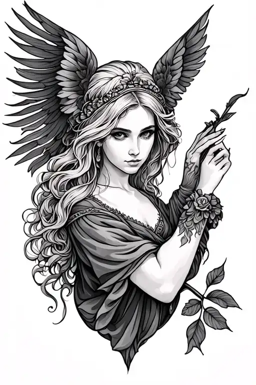 Virgo maiden holding tattoo design idea